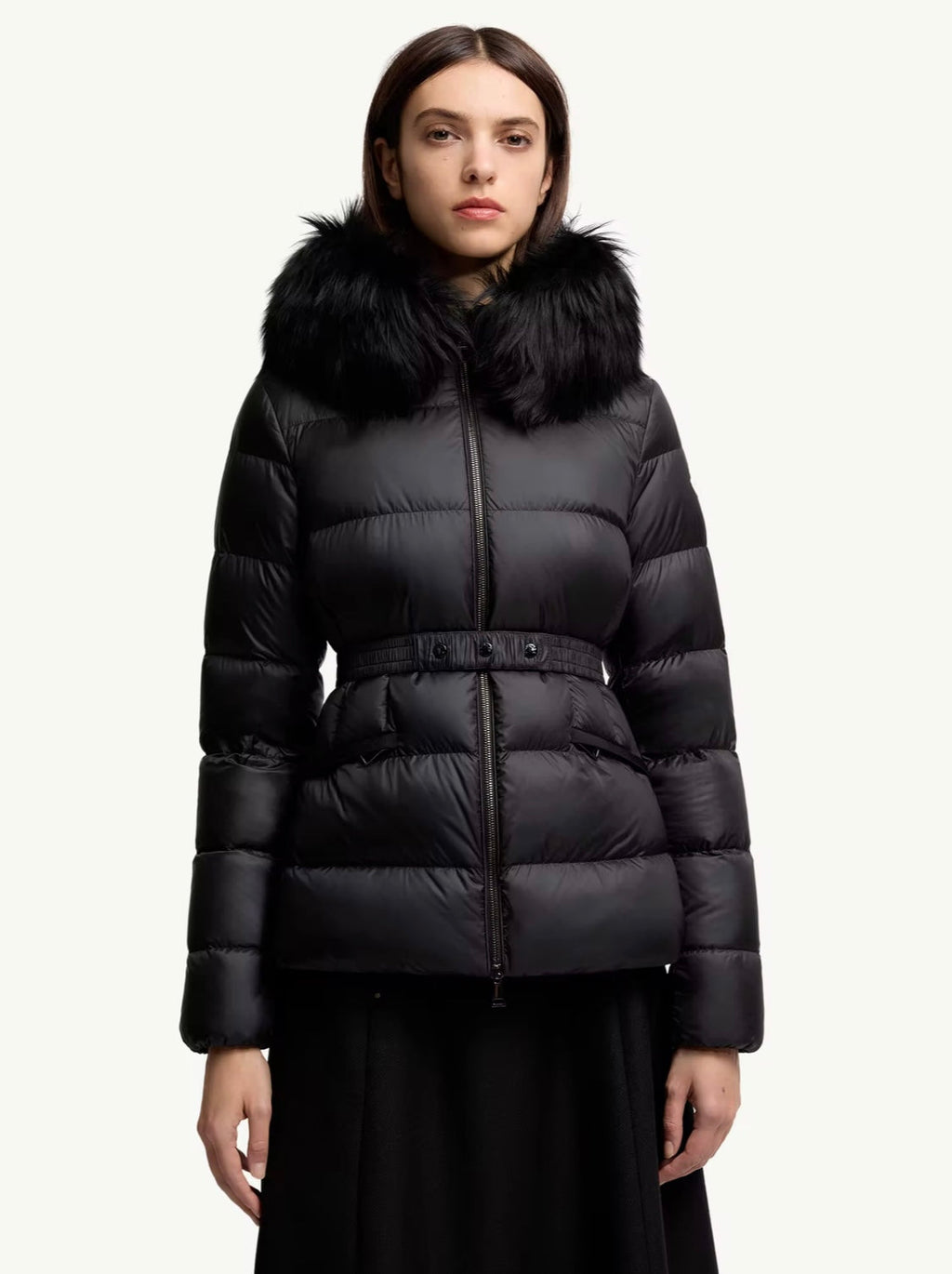 GUBBINO MONCLER DONNA NERO CON PELLICCIA NERA