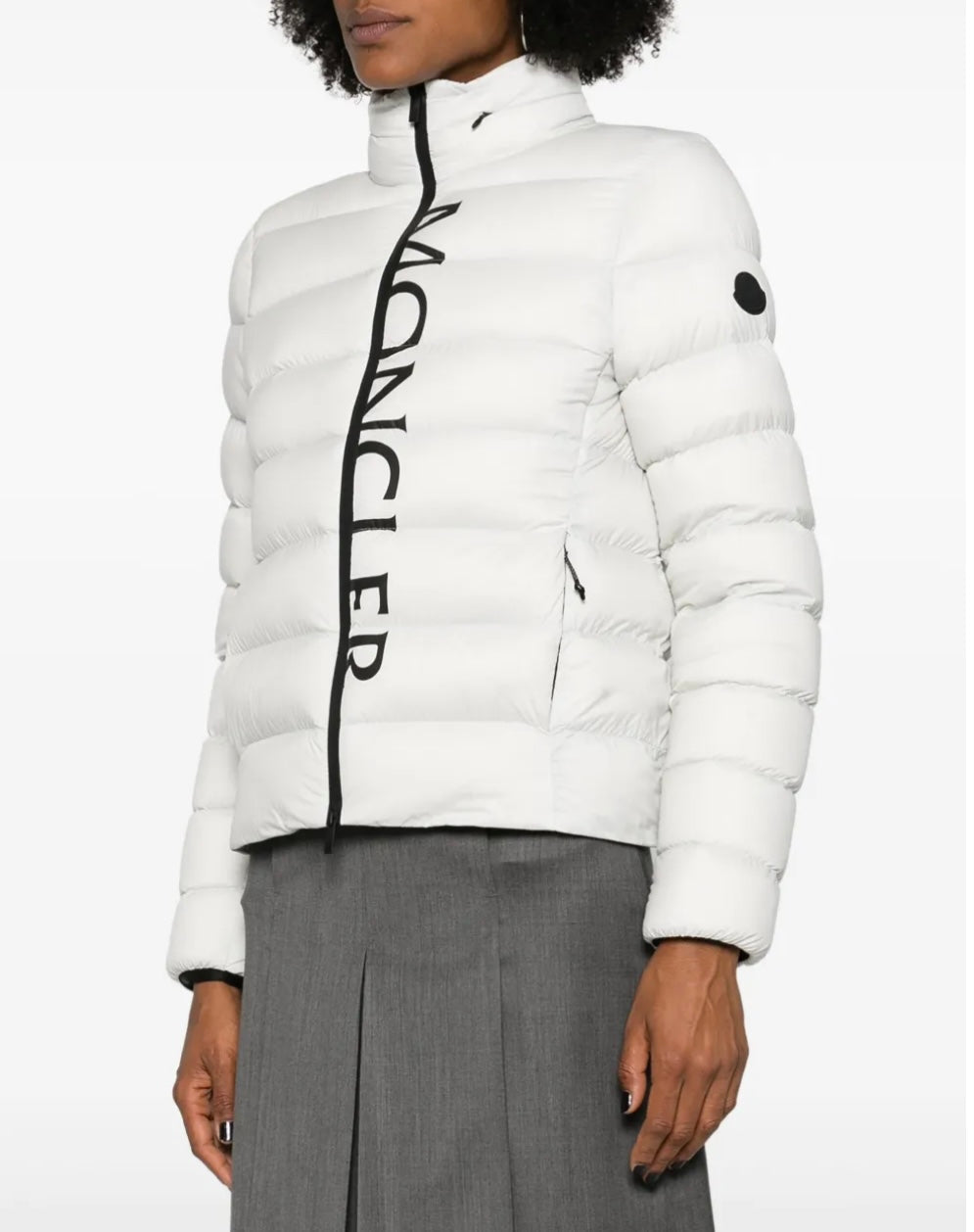 GUBBINO MONCLER DONNA BIANCO CON SCRITTA NERA